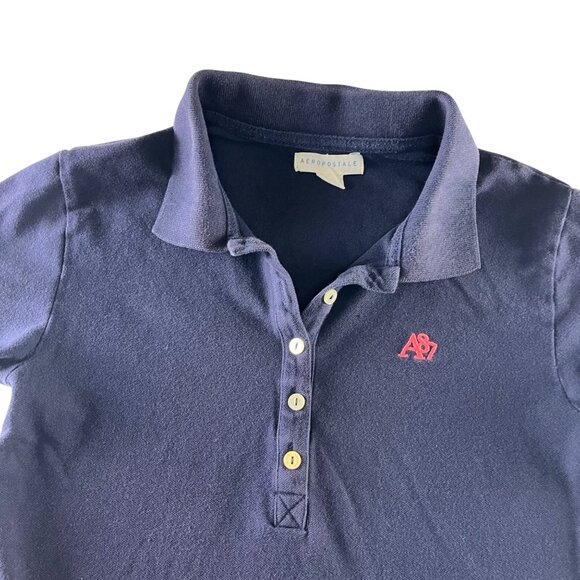 Aeropostale Womens Navy Polo Shirt With A87 Logo - Picture 2 of 9